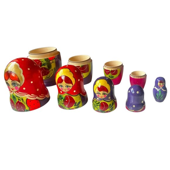 Hand Painted Russian Matryoshka Nesting Dolls Set Of 5 6.5-Inch Tall - Picture 2 of 11